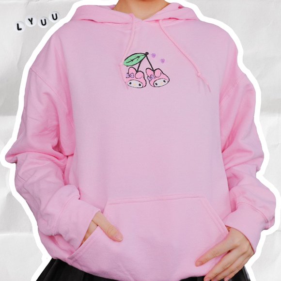 Sanrio Sweaters - MY MELODY SANRIO CHERRY PINK HOODIE - LYUU